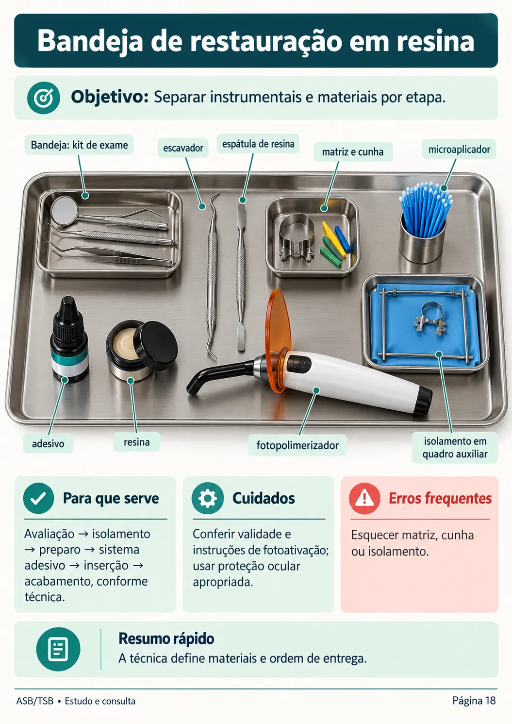 Bandeja de restauración con resina